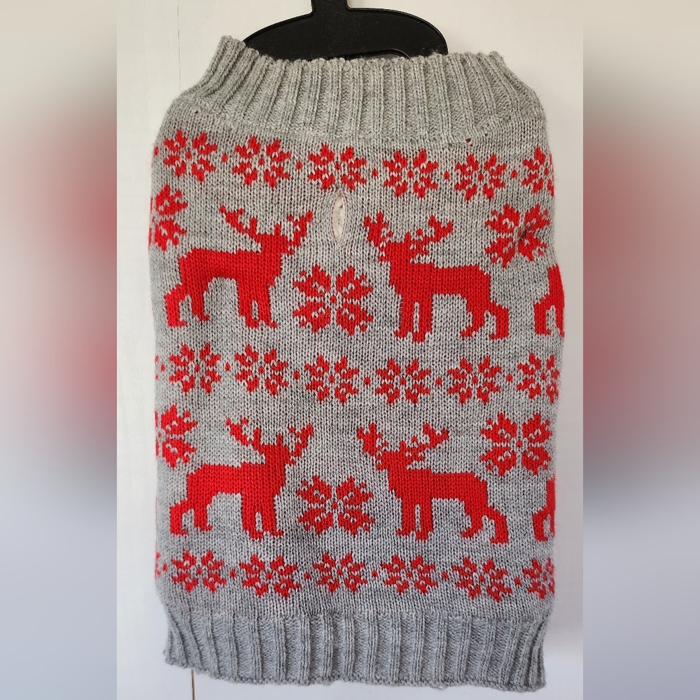 Silver Pooch‎ Large Dog Reindeer Christmas Sherpa Lined Sweater sz Small NWT